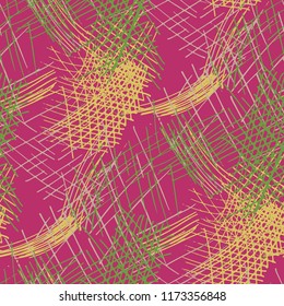 Various Pen Hatches. Seamless Texture with chaotic Hand Drawn Lines. Vintage Background for Calico, Paper, Print. Vertical, Horizontal and Diagonal Strokes. Grunge Vector Texture