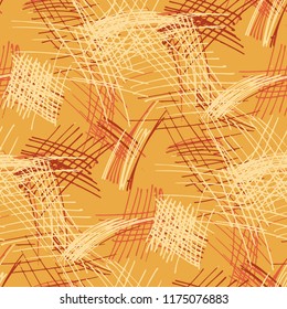 Various Pen Hatches. Seamless Texture with chaotic Hand Drawn Lines. Vintage Background for Curtain, Shirt, Fabric. Vertical, Horizontal and Diagonal Strokes. Grunge Vector Texture