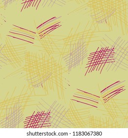 Various Pen Hatches. Seamless Texture with chaotic Hand Drawn Lines. Modern Background for Curtain, Shirt, Fabric. Vertical, Horizontal and Diagonal Strokes. Grunge Vector Texture