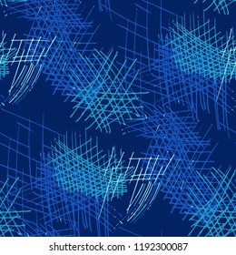 Various Pen Hatches. Seamless Texture with chaotic Hand Drawn Lines. Trendy Background for Paper, Wallpaper, Underwear. Vertical, Horizontal and Diagonal Strokes. Grunge Vector Texture