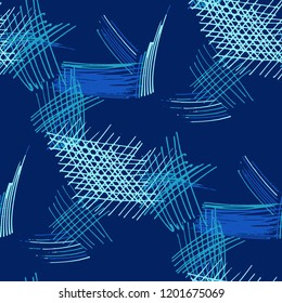 Various Pen Hatches. Seamless Texture with chaotic Hand Drawn Lines. Vintage Background for Textile, Paper, Print. Vertical, Horizontal and Diagonal Strokes. Grunge Vector Texture