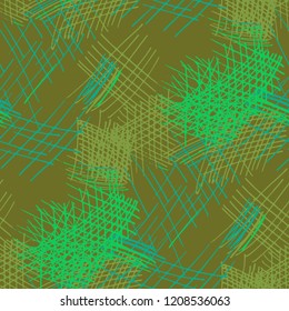 Various Pen Hatches. Seamless Texture with chaotic Hand Drawn Lines. Trendy Background for Paper, Wallpaper, Underwear. Vertical, Horizontal and Diagonal Strokes. Grunge Vector Texture