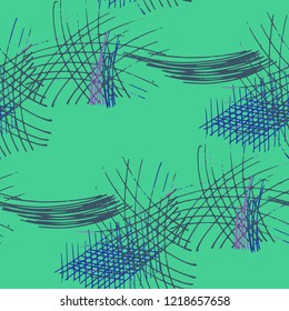 Various Pen Hatches. Seamless Texture with chaotic Hand Drawn Lines. Trendy Background for Textile, Paper, Print. Vertical, Horizontal and Diagonal Strokes. Grunge Vector Texture