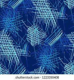 Various Pen Hatches. Seamless Texture with chaotic Hand Drawn Lines. Modern Background for Calico, Paper, Print. Vertical, Horizontal and Diagonal Strokes. Grunge Vector Texture