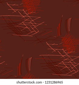Various Pen Hatches. Seamless Texture with chaotic Hand Drawn Lines. Vintage Background for Cloth, Wallpaper, Linen. Vertical, Horizontal and Diagonal Strokes. Grunge Vector Texture