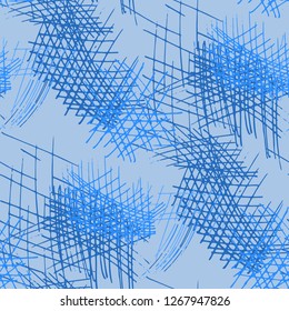 Various Pen Hatches. Seamless Texture with chaotic Hand Drawn Lines. Vintage Background for Textile, Shirt, Fabric. Vertical, Horizontal and Diagonal Strokes. Grunge Vector Texture