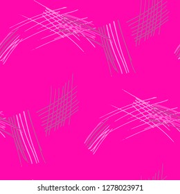 Various Pen Hatches. Seamless Texture with chaotic Hand Drawn Lines. Retro Background for Textile, Shirt, Fabric. Vertical, Horizontal and Diagonal Strokes. Grunge Vector Texture