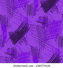 Various Pen Hatches. Seamless Texture with chaotic Hand Drawn Lines. Vintage Background for Chintz, Print, Swimwear. Vertical, Horizontal and Diagonal Strokes. Grunge Vector Texture