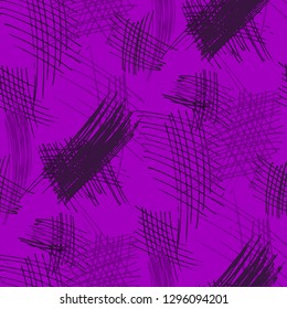 Various Pen Hatches. Seamless Texture with chaotic Hand Drawn Lines. Trendy Background for Curtain, Shirt, Tablecloth. Vertical, Horizontal and Diagonal Strokes. Grunge Vector Texture