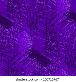 Various Pen Hatches. Seamless Texture with chaotic Hand Drawn Lines. Modern Background for Cloth, Dress, Tablecloth. Vertical, Horizontal and Diagonal Strokes. Grunge Vector Texture