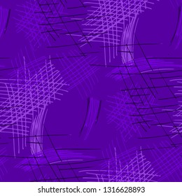 Various Pen Hatches. Seamless Texture with chaotic Hand Drawn Lines. Modern Background for Textile, Shirt, Fabric. Vertical, Horizontal and Diagonal Strokes. Grunge Vector Texture