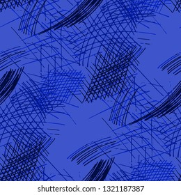 Various Pen Hatches. Seamless Texture with chaotic Hand Drawn Lines. Vintage Background for Paper, Print, Underwear. Vertical, Horizontal and Diagonal Strokes. Grunge Vector Texture
