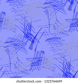 Various Pen Hatches. Seamless Texture with chaotic Hand Drawn Lines. Vintage Background for Chintz, Wallpaper, Swimwear. Vertical, Horizontal and Diagonal Strokes. Grunge Vector Texture