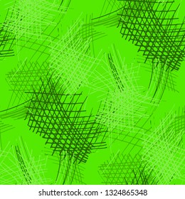 Various Pen Hatches. Seamless Texture with chaotic Hand Drawn Lines. Retro Background for Chintz, Wallpaper, Swimwear. Vertical, Horizontal and Diagonal Strokes. Grunge Vector Texture