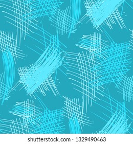 Various Pen Hatches. Seamless Texture with chaotic Hand Drawn Lines. Trendy Background for Chintz, Print, Swimwear. Vertical, Horizontal and Diagonal Strokes. Grunge Vector Texture