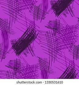 Various Pen Hatches. Seamless Texture with chaotic Hand Drawn Lines. Retro Background for Curtain, Dress, Tablecloth. Vertical, Horizontal and Diagonal Strokes. Grunge Vector Texture