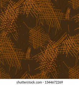 Various Pen Hatches. Seamless Texture with chaotic Hand Drawn Lines. Retro Background for Paper, Print, Underwear. Vertical, Horizontal and Diagonal Strokes. Grunge Vector Texture