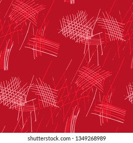 Various Pen Hatches. Seamless Texture with chaotic Hand Drawn Lines. Retro Background for Textile, Paper, Fabric. Vertical, Horizontal and Diagonal Strokes. Grunge Vector Texture