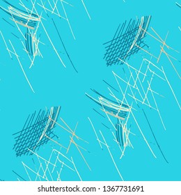 Various Pen Hatches. Seamless Texture with chaotic Hand Drawn Lines. Retro Background for Curtain, Shirt, Tablecloth. Vertical, Horizontal and Diagonal Strokes. Grunge Vector Texture