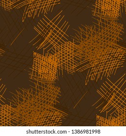 Various Pen Hatches. Seamless Texture with chaotic Hand Drawn Lines. Vintage Background for Print, Wallpaper, Swimwear. Vertical, Horizontal and Diagonal Strokes. Grunge Vector Texture