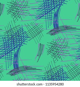 Various Pen Strokes. Seamless Pattern with chaotic Hand Drawn Lines. Vintage Background for Calico, Fabric, Print. Vertical, Horizontal and Diagonal Strokes. Grunge Vector Texture