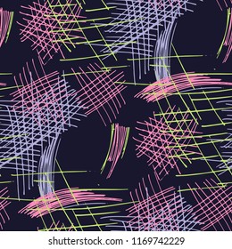 Various Pen Strokes. Seamless Pattern with chaotic Hand Drawn Lines. Modern Background for Textile, Paper, Print. Vertical, Horizontal and Diagonal Strokes. Grunge Vector Texture