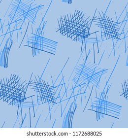 Various Pen Strokes. Seamless Pattern with chaotic Hand Drawn Lines. Trendy Background for Paper, Wallpaper, Linen. Vertical, Horizontal and Diagonal Strokes. Grunge Vector Texture