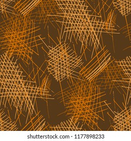 Various Pen Strokes. Seamless Pattern with chaotic Hand Drawn Lines. Modern Background for Print, Wallpaper, Swimwear. Vertical, Horizontal and Diagonal Strokes. Grunge Vector Texture