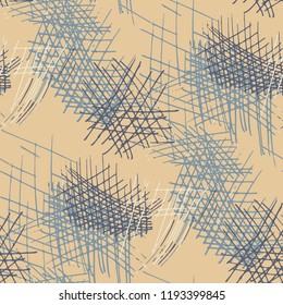 Various Pen Strokes. Seamless Pattern with chaotic Hand Drawn Lines. Retro Background for Calico, Paper, Print. Vertical, Horizontal and Diagonal Strokes. Grunge Vector Texture