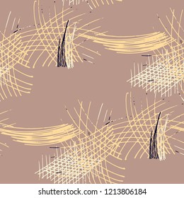 Various Pen Strokes. Seamless Pattern with chaotic Hand Drawn Lines. Retro Background for Paper, Print, Underwear. Vertical, Horizontal and Diagonal Strokes. Grunge Vector Texture