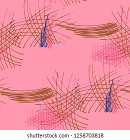 Various Pen Strokes. Seamless Pattern with chaotic Hand Drawn Lines. Modern Background for Textile, Paper, Fabric. Vertical, Horizontal and Diagonal Strokes. Grunge Vector Texture