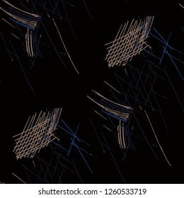 Various Pen Strokes. Seamless Pattern with chaotic Hand Drawn Lines. Vintage Background for Textile, Shirt, Fabric. Vertical, Horizontal and Diagonal Strokes. Grunge Vector Texture