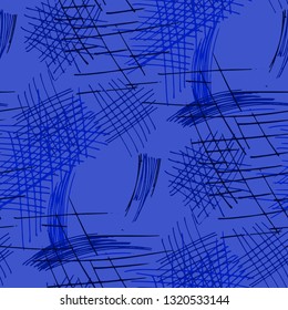 Various Pen Strokes. Seamless Pattern with chaotic Hand Drawn Lines. Modern Background for Textile, Paper, Print. Vertical, Horizontal and Diagonal Strokes. Grunge Vector Texture