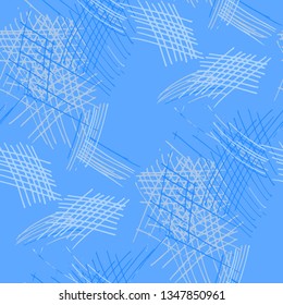 Various Pen Strokes. Seamless Pattern with chaotic Hand Drawn Lines. Vintage Background for Chintz, Wallpaper, Swimwear. Vertical, Horizontal and Diagonal Strokes. Grunge Vector Texture