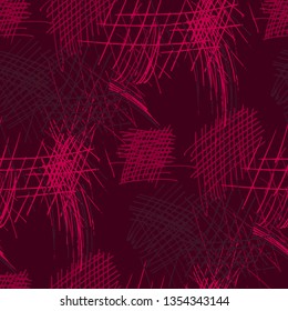 Various Pen Strokes. Seamless Pattern with chaotic Hand Drawn Lines. Vintage Background for Calico, Fabric, Print. Vertical, Horizontal and Diagonal Strokes. Grunge Vector Texture