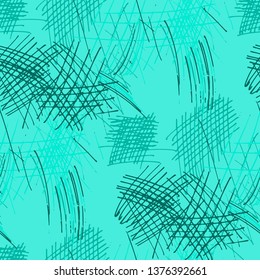 Various Pen Strokes. Seamless Pattern with chaotic Hand Drawn Lines. Modern Background for Textile, Shirt, Fabric. Vertical, Horizontal and Diagonal Strokes. Grunge Vector Texture