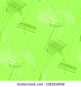 Various Pen Strokes. Seamless Pattern with chaotic Hand Drawn Lines. Retro Background for Print, Wallpaper, Swimwear. Vertical, Horizontal and Diagonal Strokes. Grunge Vector Texture