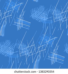 Various Pen Strokes. Seamless Pattern with chaotic Hand Drawn Lines. Retro Background for Paper, Print, Underwear. Vertical, Horizontal and Diagonal Strokes. Grunge Vector Texture