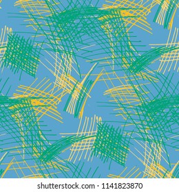 Various Pen Strokes. Seamless Texture with chaotic Hand Drawn Lines. Retro Background for Cloth, Dress, Tablecloth. Vertical, Horizontal and Diagonal Strokes. Grunge Vector Texture