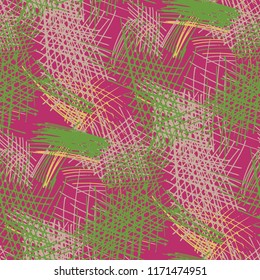 Various Pen Strokes. Seamless Texture with chaotic Hand Drawn Lines. Trendy Background for Textile, Paper, Print. Vertical, Horizontal and Diagonal Strokes. Grunge Vector Texture