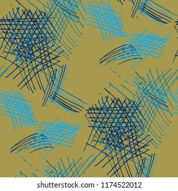 Various Pen Strokes. Seamless Texture with chaotic Hand Drawn Lines. Retro Background for Paper, Print, Underwear. Vertical, Horizontal and Diagonal Strokes. Grunge Vector Texture
