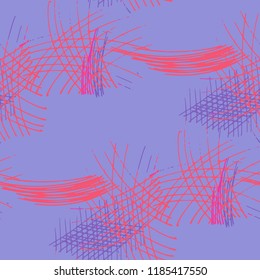 Various Pen Strokes. Seamless Texture with chaotic Hand Drawn Lines. Modern Background for Curtain, Dress, Tablecloth. Vertical, Horizontal and Diagonal Strokes. Grunge Vector Texture