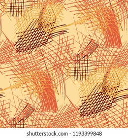 Various Pen Strokes. Seamless Texture with chaotic Hand Drawn Lines. Retro Background for Paper, Wallpaper, Underwear. Vertical, Horizontal and Diagonal Strokes. Grunge Vector Texture