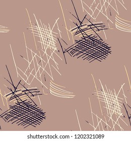 Various Pen Strokes. Seamless Texture with chaotic Hand Drawn Lines. Vintage Background for Paper, Wallpaper, Linen. Vertical, Horizontal and Diagonal Strokes. Grunge Vector Texture