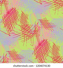 Various Pen Strokes. Seamless Texture with chaotic Hand Drawn Lines. Retro Background for Cloth, Dress, Tablecloth. Vertical, Horizontal and Diagonal Strokes. Grunge Vector Texture