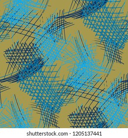 Various Pen Strokes. Seamless Texture with chaotic Hand Drawn Lines. Vintage Background for Chintz, Wallpaper, Swimwear. Vertical, Horizontal and Diagonal Strokes. Grunge Vector Texture