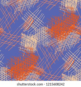 Various Pen Strokes. Seamless Texture with chaotic Hand Drawn Lines. Retro Background for Calico, Paper, Print. Vertical, Horizontal and Diagonal Strokes. Grunge Vector Texture