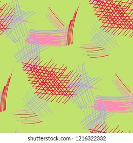 Various Pen Strokes. Seamless Texture with chaotic Hand Drawn Lines. Retro Background for Paper, Print, Underwear. Vertical, Horizontal and Diagonal Strokes. Grunge Vector Texture