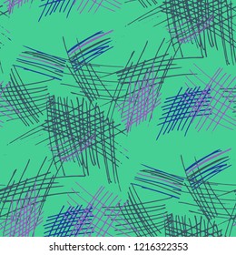 Various Pen Strokes. Seamless Texture with chaotic Hand Drawn Lines. Vintage Background for Textile, Paper, Print. Vertical, Horizontal and Diagonal Strokes. Grunge Vector Texture