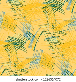 Various Pen Strokes. Seamless Texture with chaotic Hand Drawn Lines. Vintage Background for Cloth, Dress, Tablecloth. Vertical, Horizontal and Diagonal Strokes. Grunge Vector Texture